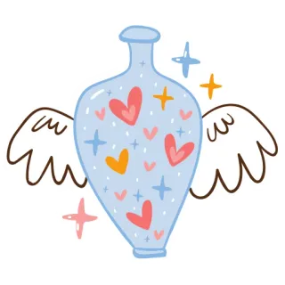 🌟 48051777 coeur, bouteille, ailes, amour, étoiles, magie, mignon, fantaisiste telegram sticker