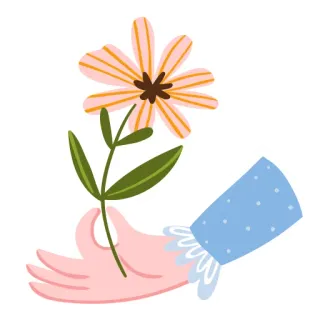 🌺 a80ee1b2 fleur, main, floral, illustration, autocollant telegram sticker