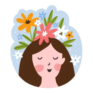 😊 d4cdf0d9 femme, fleurs, fille, floral, nature, dessin animé telegram sticker