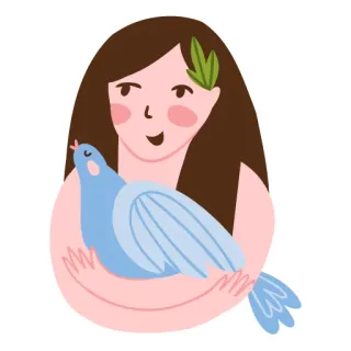 😂 ec7cd1c4 femme, colombe, paix, oiseau, branche d'olivier, dessin animé telegram sticker