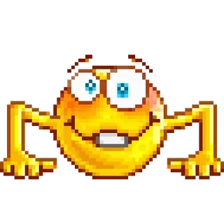 😜 8112a8b8 Pixel art, Emoji, Amarillo, Divertido, Dibujos animados, Personaje telegram sticker