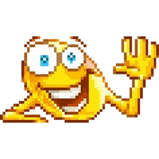 👋 355ef210 Emoji, Giallo, Smiley, Saluto, Pixel art telegram sticker