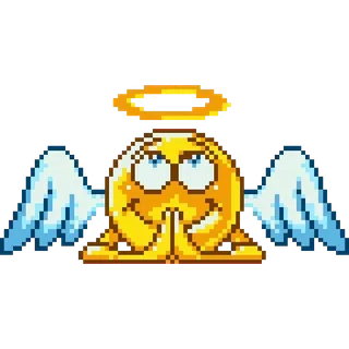 😇 ee01ce9f Emoji, Angelo, Pixel art, Aureola, Ali, Pregare telegram sticker