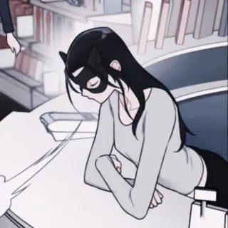 🌨 8a42b67d 猫耳朵, 面具, 女人, 办公室, 卡通, 角色 telegram sticker