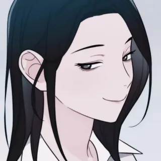 🎐 97532d56 女人, 深色头发, 坏笑, 卡通, 动漫 telegram sticker