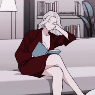 🌨 d535f0b7 女人, 阅读, 书, 沙发, 室内, 放松, 休闲 telegram sticker