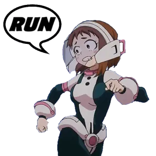 🏃‍♀️ 0207a7ae Ochaco Uraraka My Hero Academia RUN 애니메이션, 우라라카 오챠코, 달리기, 나의 히어로 아카데미아, 공포, 액션 telegram sticker