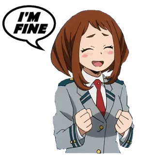 👌 de014d69 Ochaco Uraraka My Hero Academia I'M FINE 애니메이션, 캐릭터, 우라라카, 나의 히어로 아카데미아, 괜찮아 telegram sticker