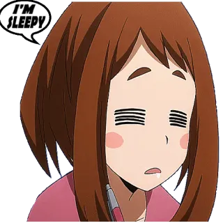 😪 f55778b4 I'M SLEEPY 애니메이션, 졸린, 피곤한, 만화, 우라라카 오챠코 telegram sticker
