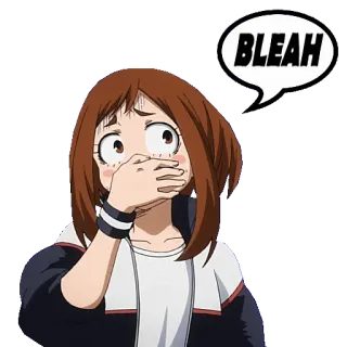🤮 ff24119a Ochaco Uraraka My Hero Academia BLEAH 애니메이션, 우라라카 오차코, 나의 히어로 아카데미아, 스티커, 블리치 telegram sticker