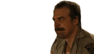🤨 be4e1052 Jim Hopper Stranger Things Jim Hopper, David Harbour, Stranger Things, Chief Hopper, Charakter, Polizei, wütend telegram sticker