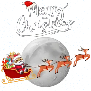 🎅 056a8860 Merry Christmas Boże Narodzenie, Święty Mikołaj, Renifer, Kot, Święto, Celebracja, Zima, Sanie, Prezenty telegram sticker