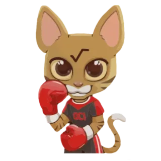 🥊 0765a134 OCI kot, boks, czerwone rękawice, zwierzę, kreskówka, naklejka telegram sticker