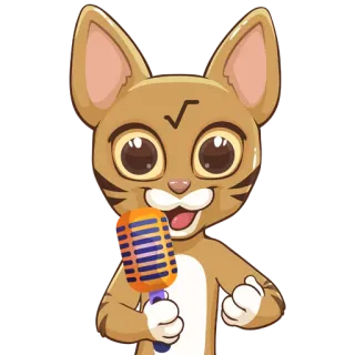 🎙 0a435549 kot, mikrofon, kreskówka, zwierzę, śpiewanie, słodkie telegram sticker