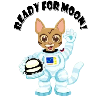 👩‍🚀 1094c79e READY FOR MOON! kot, astronauta, kosmos, księżyc, zwierzę, kreskówka, naklejka telegram sticker