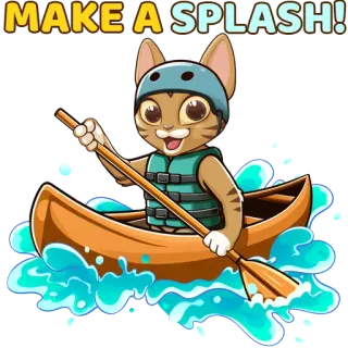 🛶 285178fa MAKE A SPLASH! kot, kajak, woda, przygoda, zwierzęta, plusk, kajakarstwo, sport telegram sticker