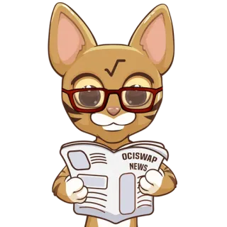 🗞 78d58069 OCISWAP NEWS kot, czytanie, wiadomości, gazeta, okulary, mądry telegram sticker