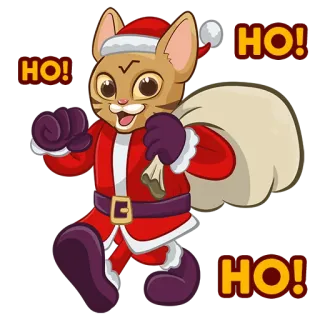 🎅 93d9be45 HO! kot, święty mikołaj, ho ho ho, boże narodzenie, święto, świąteczny telegram sticker