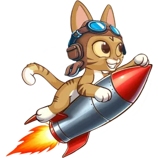 🚀 a35c7647 kot, rakieta, latający, lotnictwo, zwierzę, naklejka telegram sticker