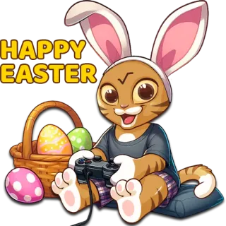 🐰 d392d330 HAPPY EASTER Wielkanoc, królik, zajączek, gracz, jajka, święto telegram sticker