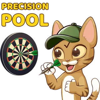 🎯 ecceaccb PRECISION POOL rzutki, bilard, precyzja, kot, kreskówka telegram sticker