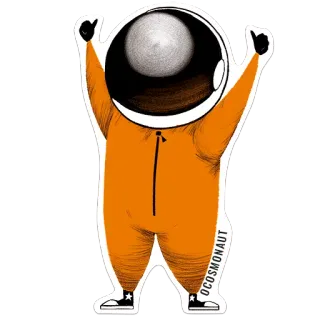 👍 031d086c Ocosmosnaut астронавт, космос, космос, открытый космос, оранжевый скафандр, космический скафандр, шлем whatsapp sticker