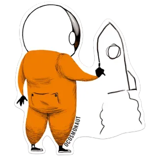 👨‍🎨 20151ffe OCOSMONAUT астронавт, рисунок, ракета, космос, мультфильм whatsapp sticker
