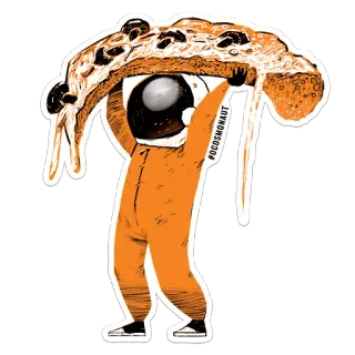 🍕 29399a0d #OCOSmonaut астронавт, пицца, космос, еда, оранжевый скафандр, шлем whatsapp sticker