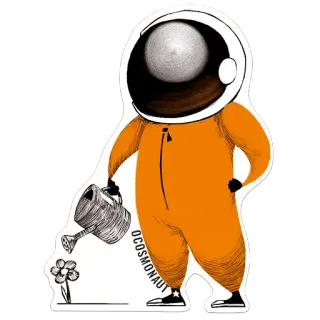 👨‍🌾 555acd82 OCOSMONAUT астронавт, космос, цветок, полив, сад, космонавт whatsapp sticker