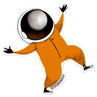 🙌 59a8662f OCOSMONAUT астронавт, космос, вселенная, скафандр, оранжевый скафандр, исследование, планета whatsapp sticker