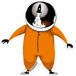 😎 6de2559f OCOSMONAUT астронавт, космос, ракета, запуск, исследование космоса, иллюстрация, космос whatsapp sticker