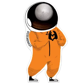 😍 9d669759 ocOSMONAUT астронавт, космос, космонавт, звезды, шлем, оранжевый, луна, мультфильм whatsapp sticker