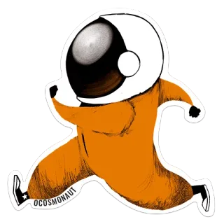 🏃 a61ba807 OCOSMONAUT астронавт, космос, космонавт, скафандр, бег, оранжевый, белый whatsapp sticker