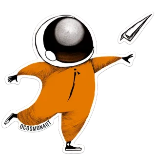 ✈️ c7d6ef54 Ocosmonaut астронавт, космос, бумажный самолетик, мультфильм, иллюстрация whatsapp sticker