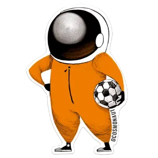 ⚽️ cd87bb57 OCOSMONAUT астронавт, футбольный мяч, спорт, мультфильм, космос, космонавт, иллюстрация whatsapp sticker