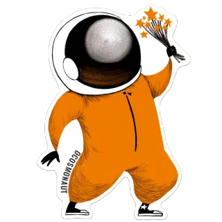 💐 d62f596c OCOSMONAUT космонавт, звезды, космос, скафандр, оранжевый, космос whatsapp sticker