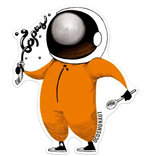 🥘 dc58782a Oops астронавт, космос, оранжевый, смешной, ой, ложка whatsapp sticker