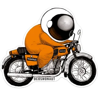 🏍 f37dc825 OCosmonaut астронавт, мотоцикл, космос, космонавт, транспорт, шлем whatsapp sticker