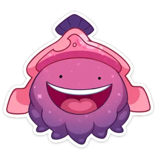 😄 350abd0e 贴纸, 卡通, 紫色, 微笑, 可爱, 生物 telegram sticker