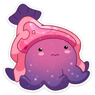 😑 54a0ced7 卡通, 贴纸, 可爱, 怪物, 紫色, 粉色, 太空, 闪亮 telegram sticker