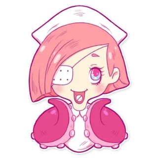 😜 046e7b64 护士, 动漫, 卡哇伊, 粉色, 眼罩, 漫画, 卡通 whatsapp sticker