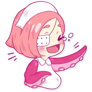 😂 3d9fa966 护士, 章鱼, 可爱, 绷带, 粉色, 卡通, 医疗, 动物 whatsapp sticker