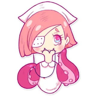 🤐 91e932cf 动漫, 护士, 漫画, 可爱, 粉色, 独眼 whatsapp sticker
