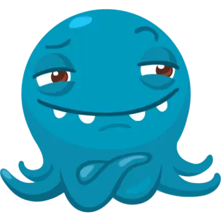 😀 d01ade82 octopus, cartoon, blue, sea creature, squid, tentacles telegram sticker