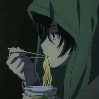 🖤 372e8739 Anime, Ramen, Comiendo, Sudadera con capucha, Fideos, Comida whatsapp sticker