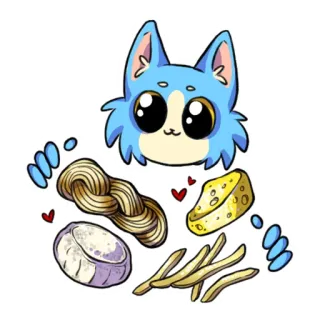 🧀 59f6bb82 Dessin animé, Nourriture, Chat, Anime, Mignon, Kawaii, Fromage, Nouilles, Ravioli, Frites telegram sticker