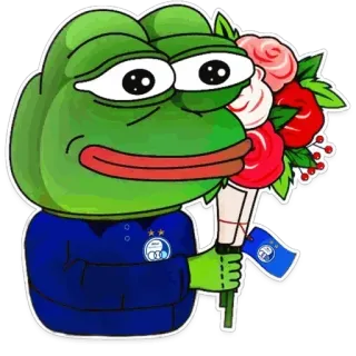 ⚽️ 3979bff9 Pepe the Frog pepe the frog, meme, internet meme, sad frog, flowers, cartoon telegram sticker