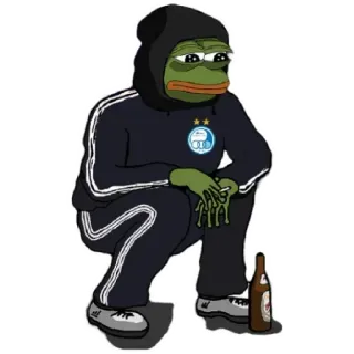 💙 6144523f Pepe the Frog Pepe, frog, meme, sitting, tracksuit, squatting telegram sticker