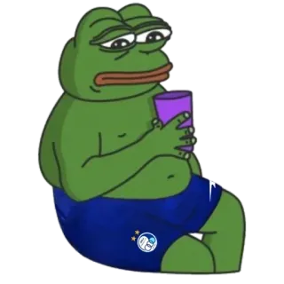 ⚽️ f16aa15d Pepe the Frog frog, meme, drinking, sad, cartoon telegram sticker