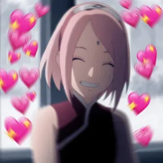💗 053d4f56 Sakura Haruno Naruto Anime, Sakura, Corazones, Pelo Rosa, Sonrisa whatsapp sticker